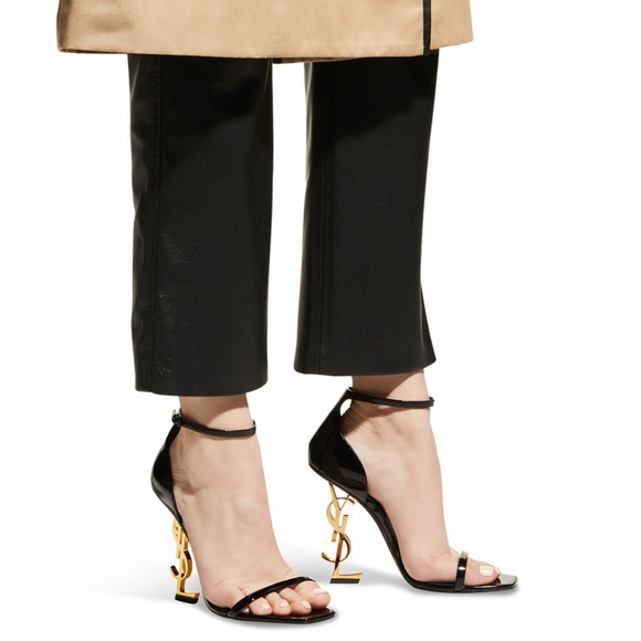 ♠️Saint Laurent Opyum YSL Black Logo-Heels Gold HW Size 36 - Picture 14 of 14